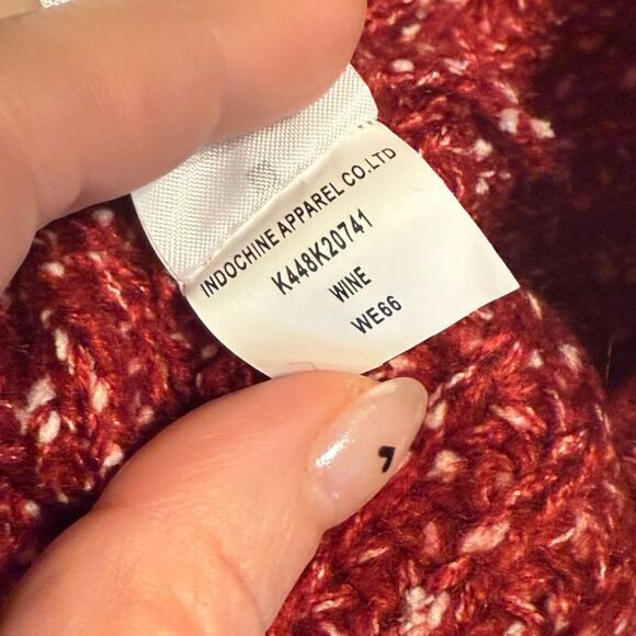 Band of the Free Cable Knit Sweater Wine Red White Marbled‎ Extra Small - Picture 6 of 7